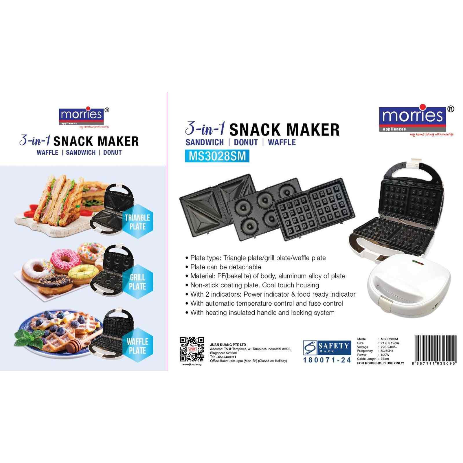 MORRIES 3 In 1 Snack Maker MS-3028SM - Image 8