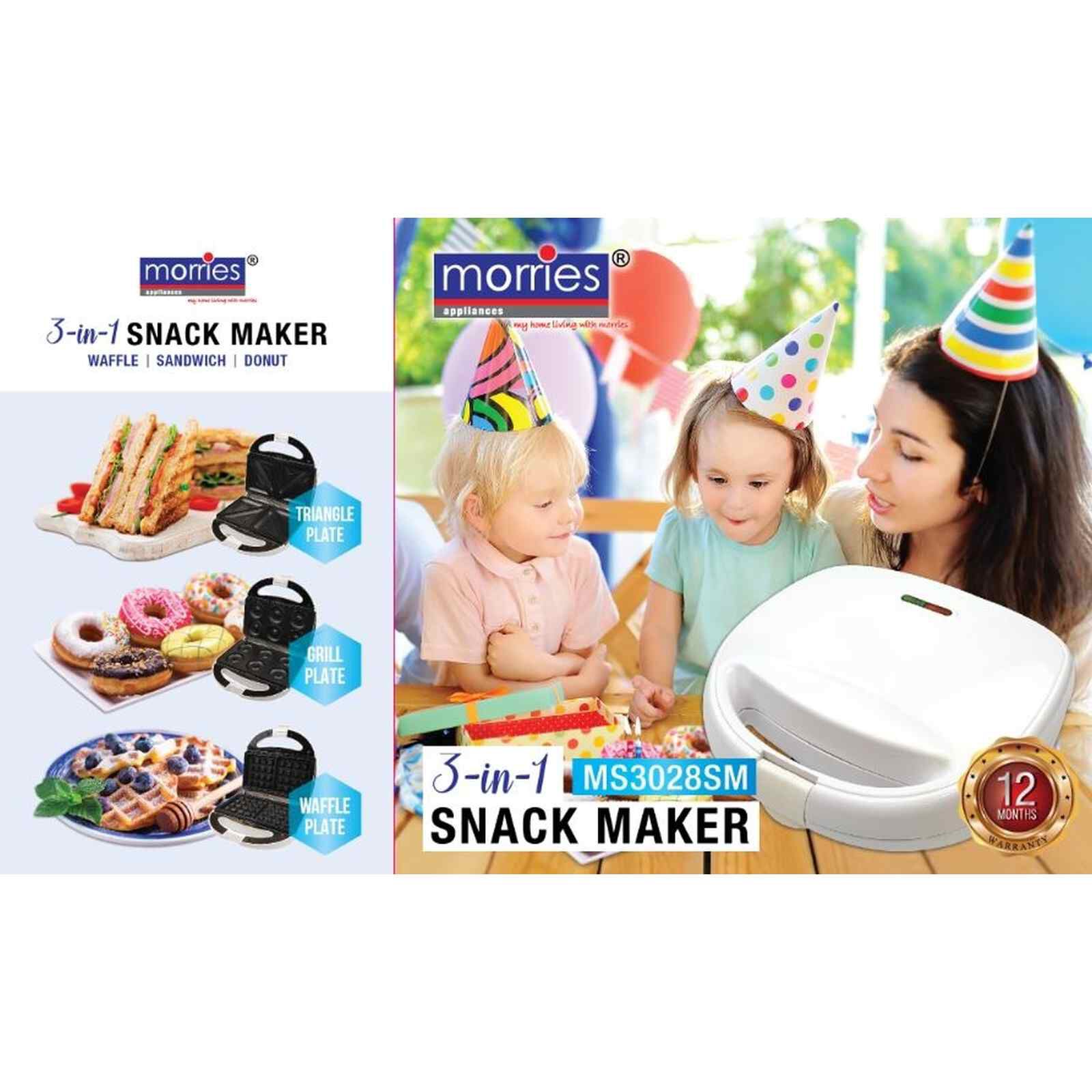 MORRIES 3 In 1 Snack Maker MS-3028SM - Image 9