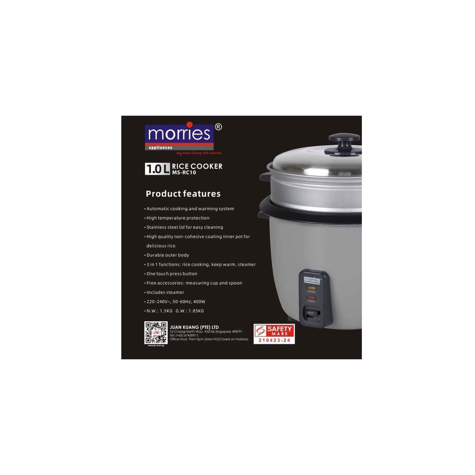 MORRIES Rice Cooker With Steamer (1.0l) MS-RC10 - Image 4