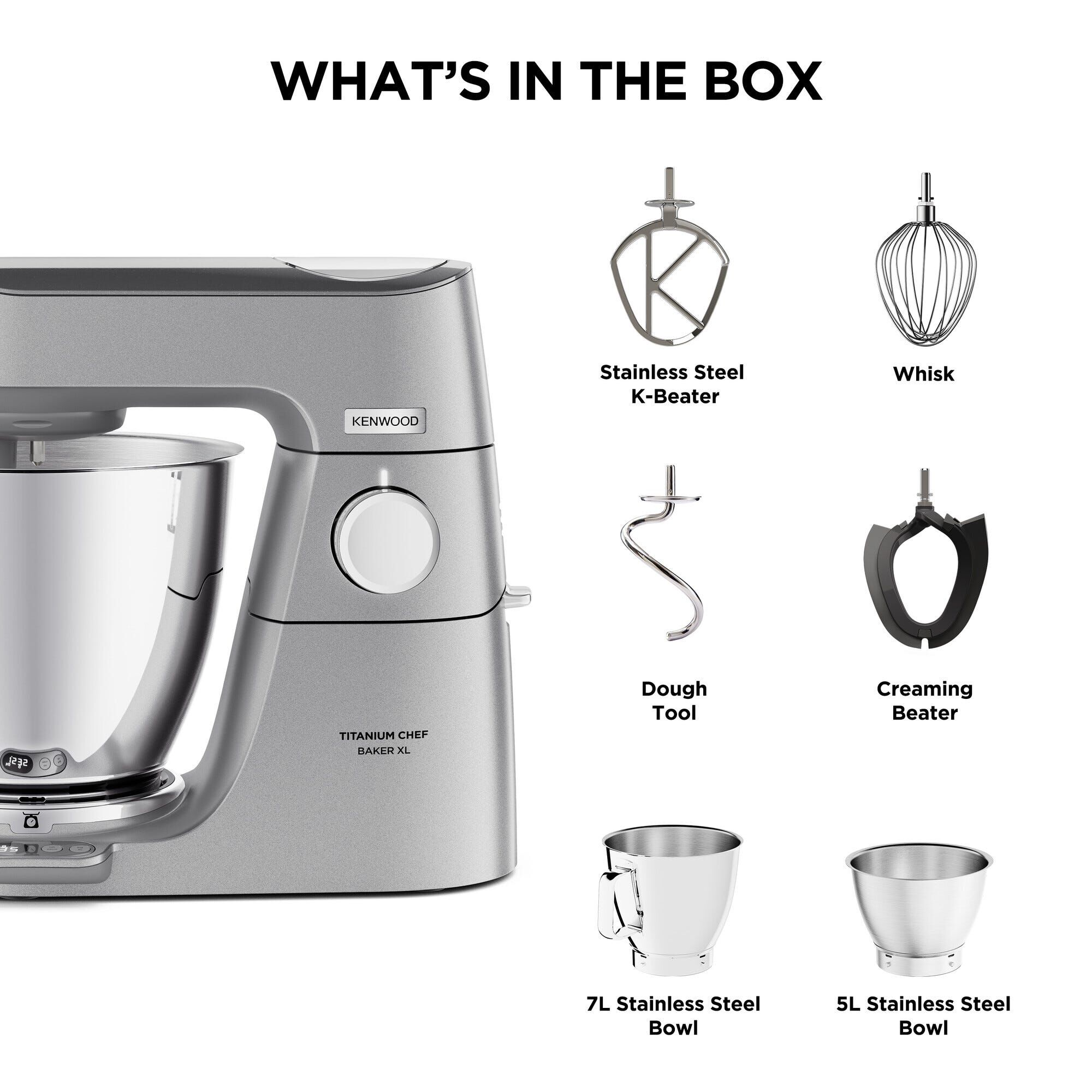KENWOOD Titanium Chef Baker Xl Kitchen Machine (7.0l + 5.0l Bowl) KVL85.004SI - Image 3