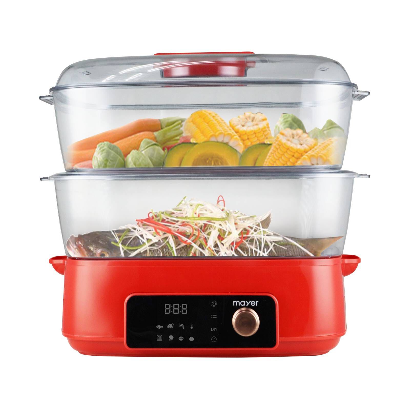 MAYER Digital Food Steamer - 28l - Red MMFS280D - Image 3