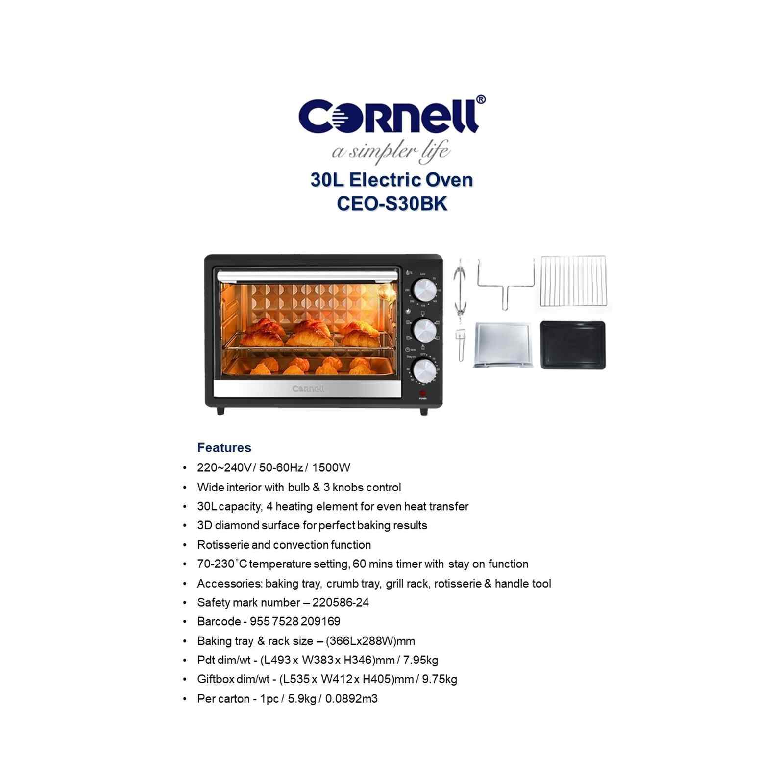 CORNELL Electric Oven (30l) CEOS30BK - Image 5
