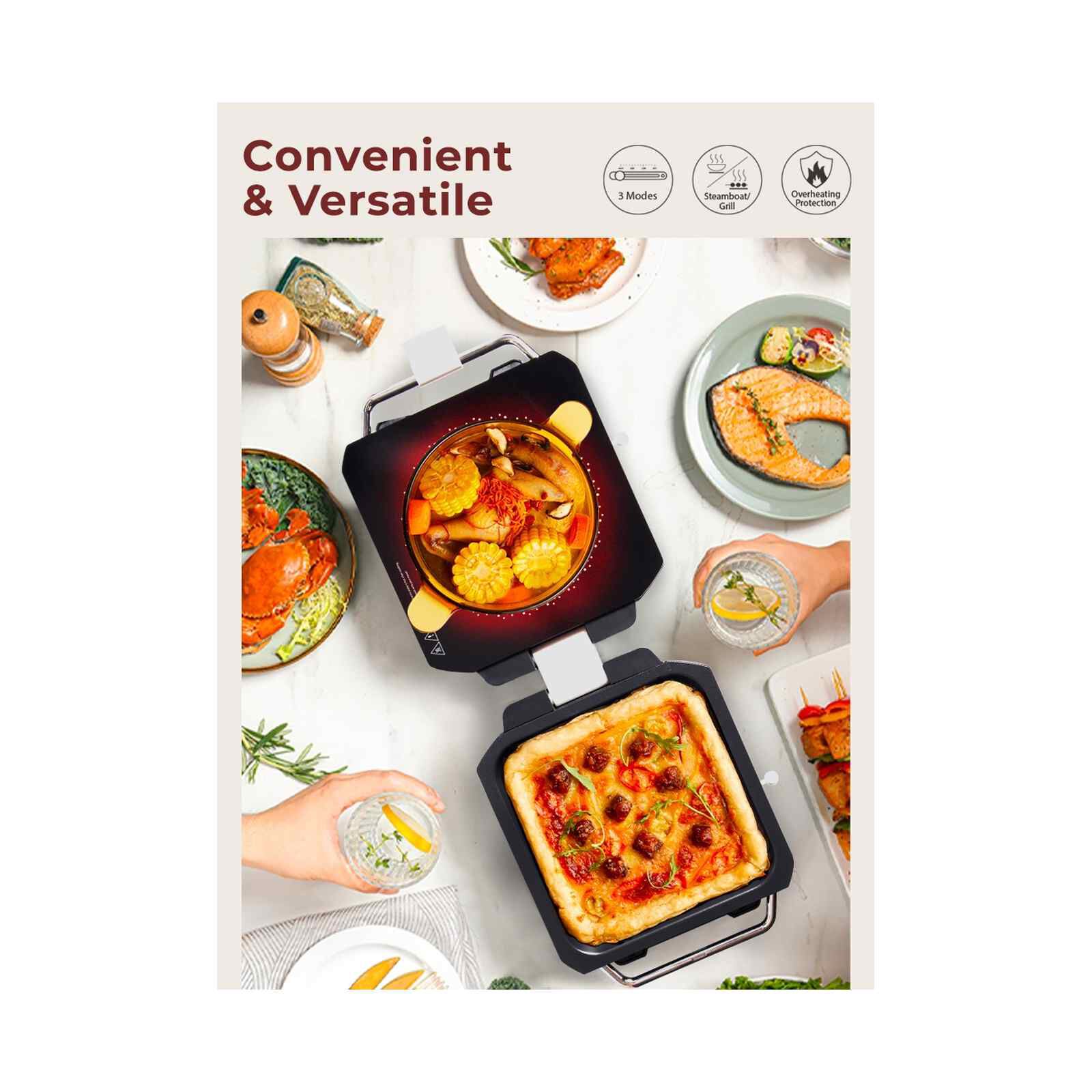 MAYER 2 In 1 Ceramic Multi Cooker MMCCG206WH - Image 5