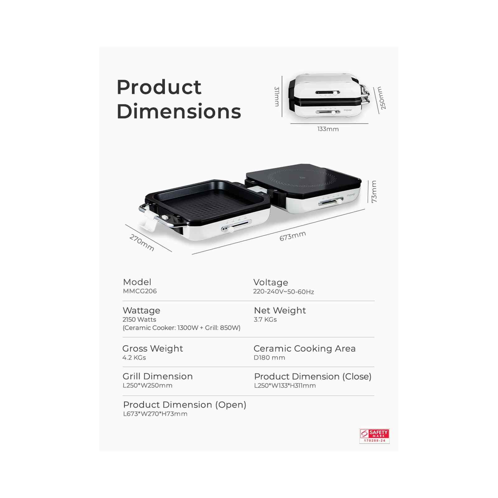 MAYER 2 In 1 Ceramic Multi Cooker MMCCG206WH - Image 6