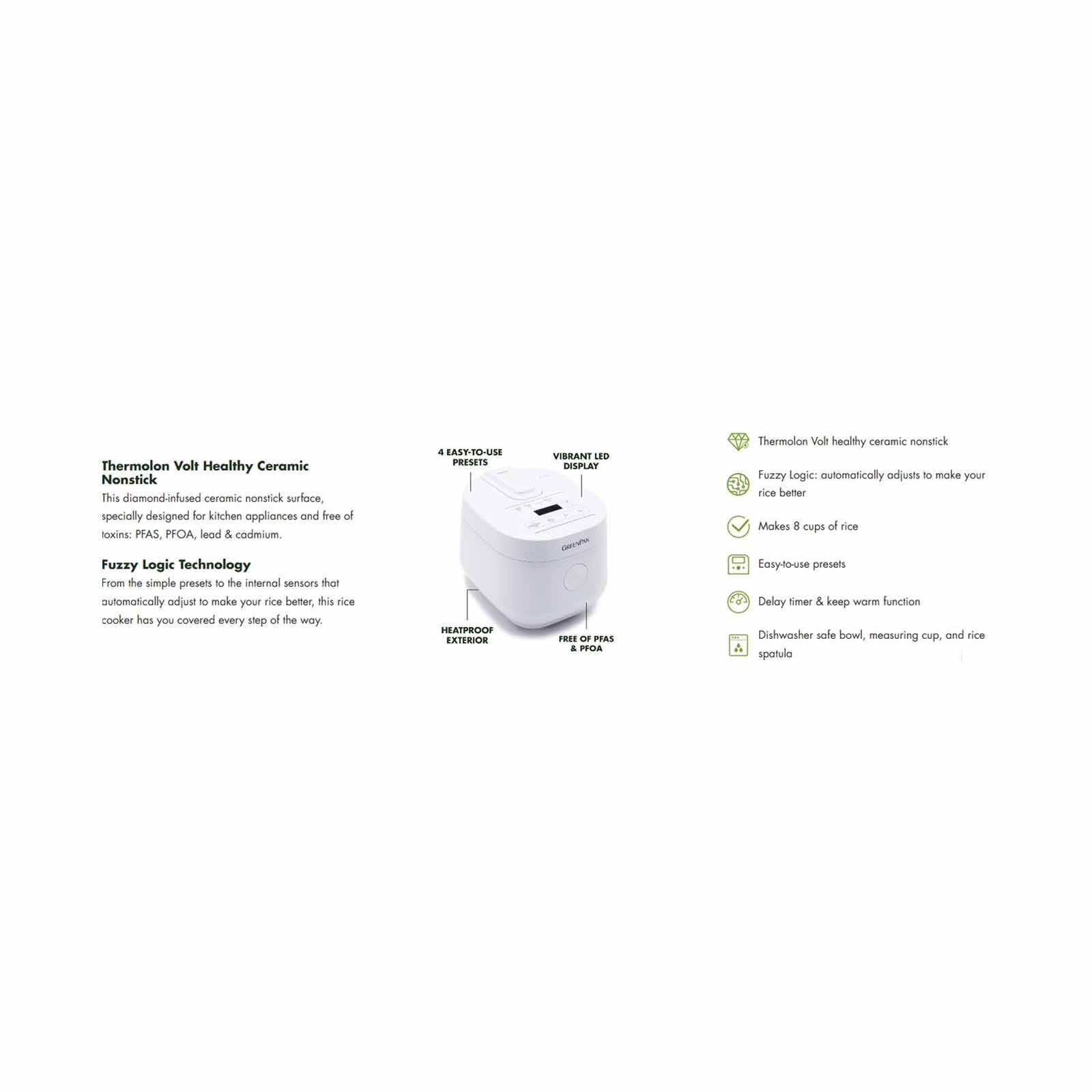 GREENPAN Bistro Collection Rice & Grains Cooker - White GPRC046245 - Image 12