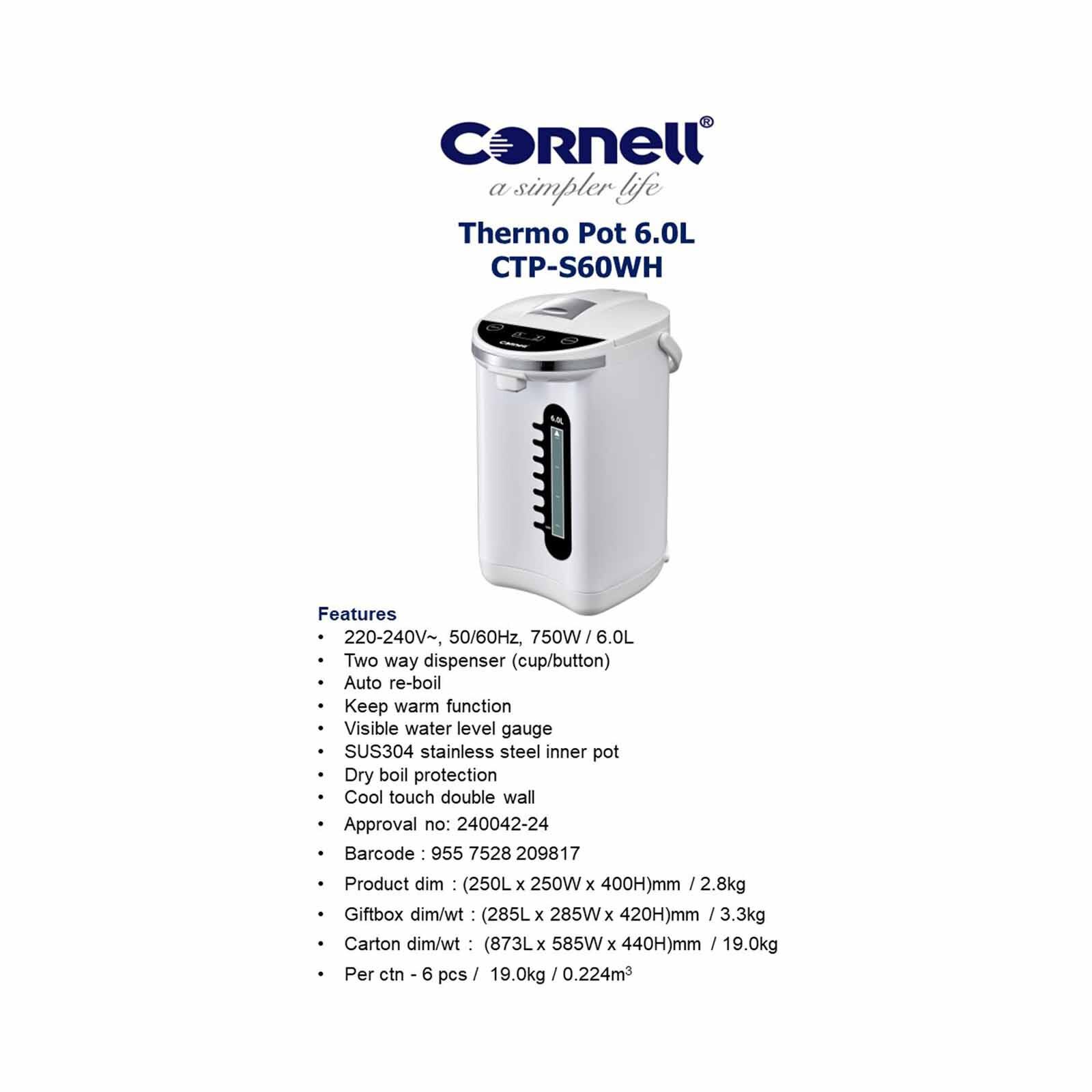 CORNELL Airpots (6.0l) CTPS60WH - Image 5