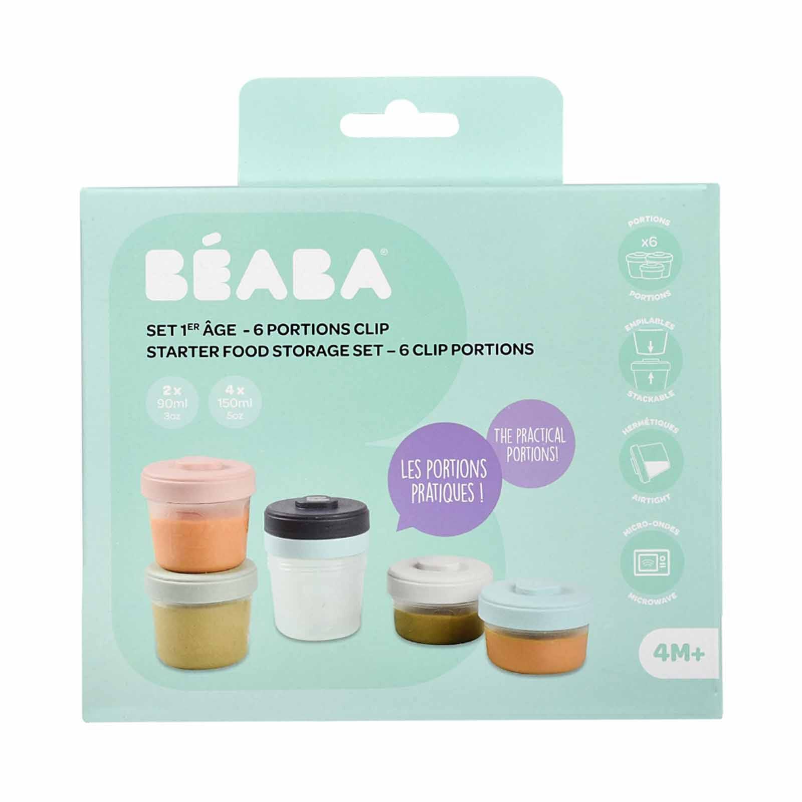 BEABA Food Storage Starter Set 90ml/150ml - Eucalyptus (online) CLIP PORTIONS - Image 3