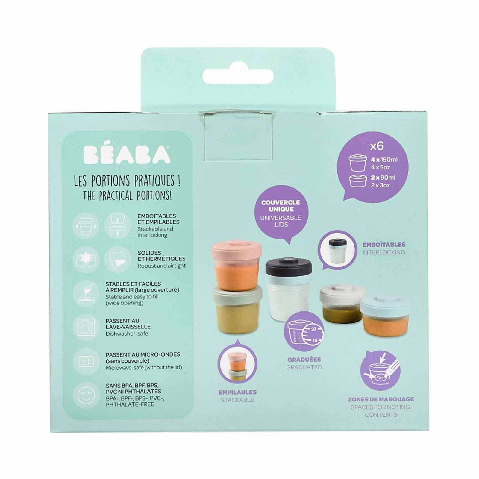 BEABA Food Storage Starter Set 90ml/150ml - Eucalyptus (online) CLIP PORTIONS - Image 6