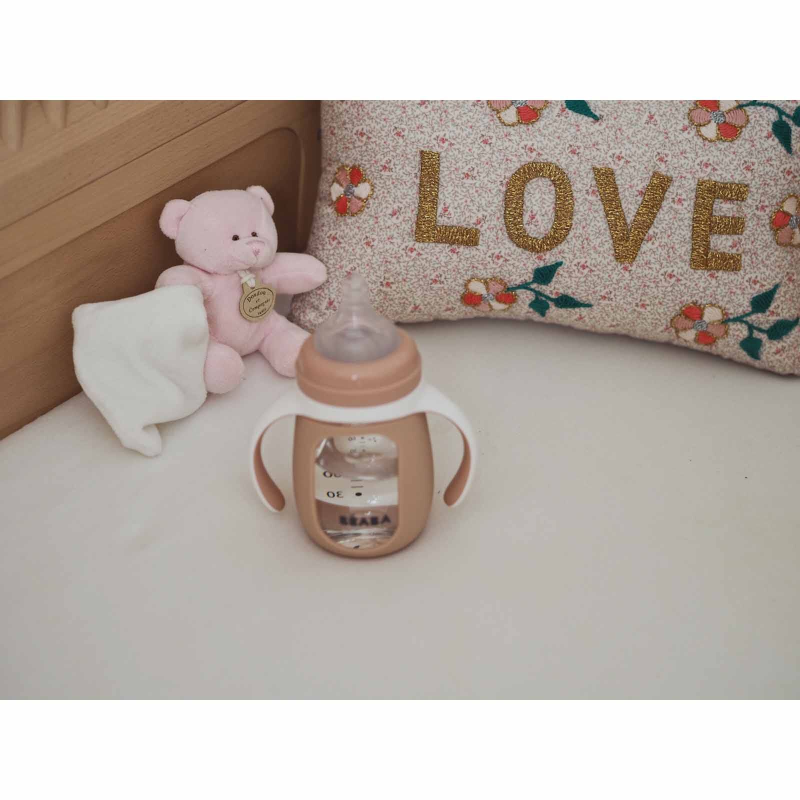 BEABA With Silicone Protective Sleeve 210ml - Pink (online) GLASS BOTTLE - Image 2