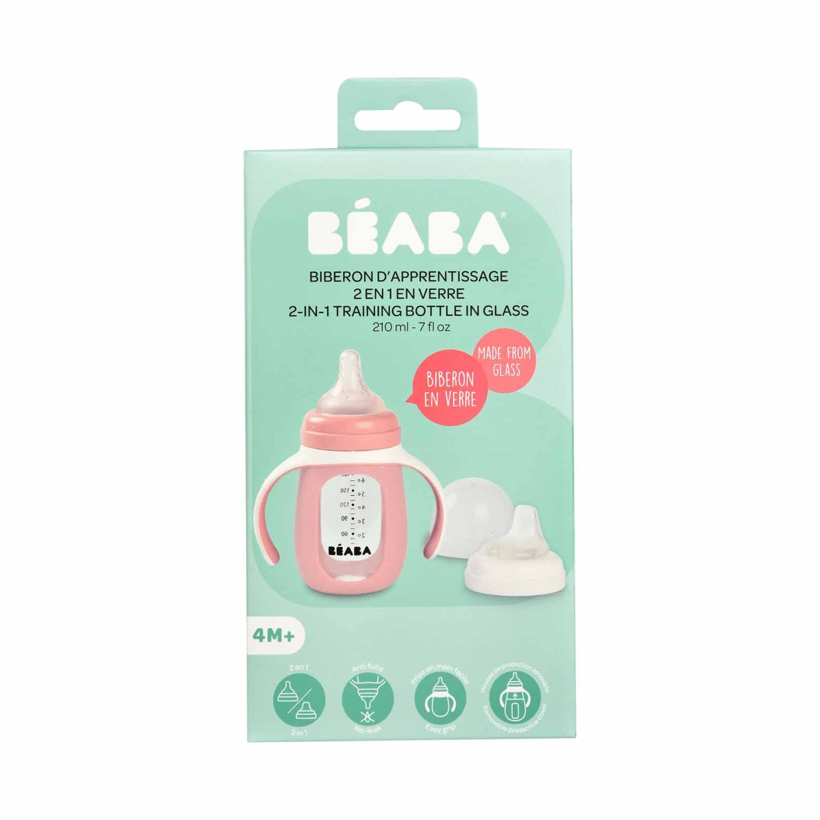 BEABA With Silicone Protective Sleeve 210ml - Pink (online) GLASS BOTTLE - Image 3