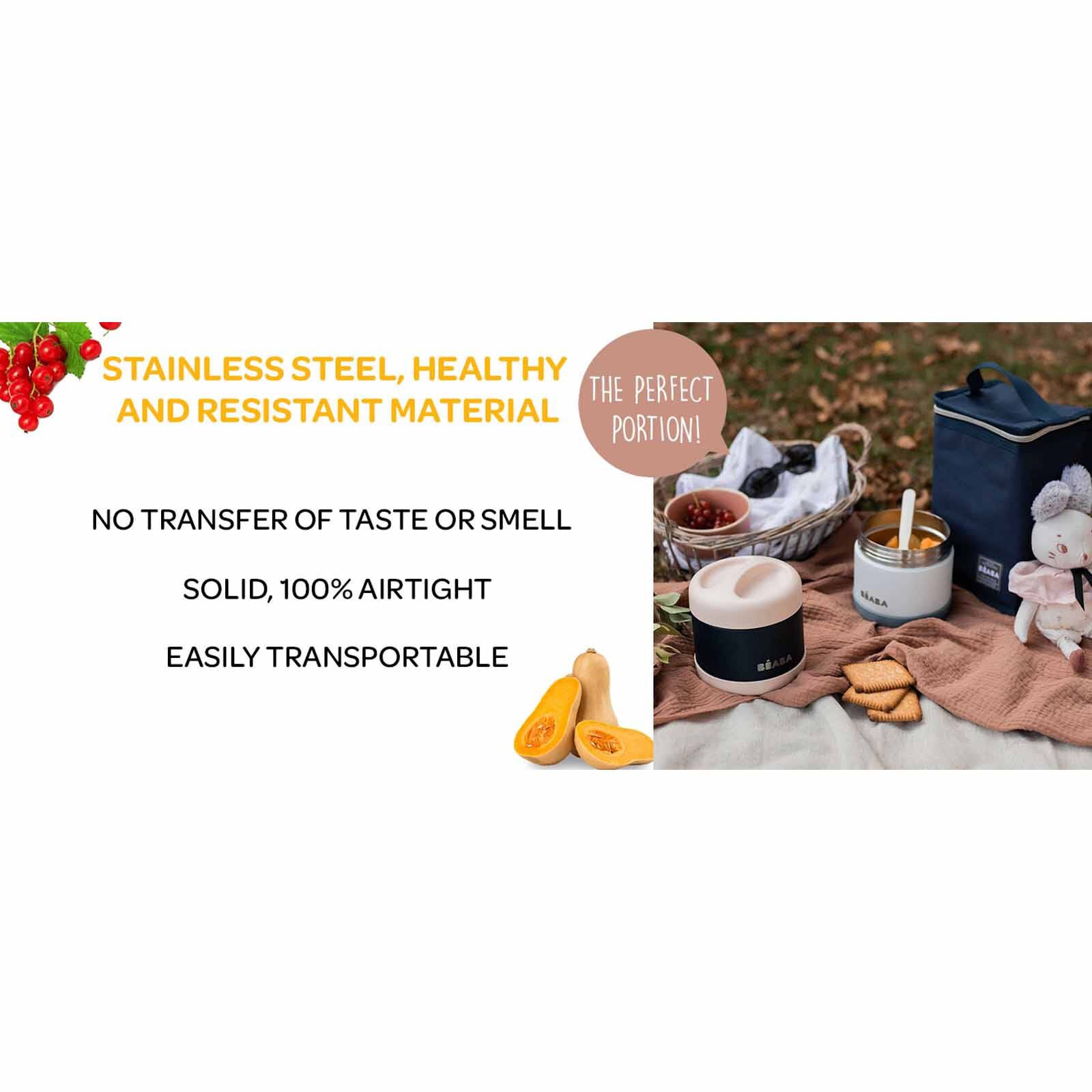 BEABA Food Container 500ml - Baltic Blue/white (online) STAINLESS STEEL - Image 3