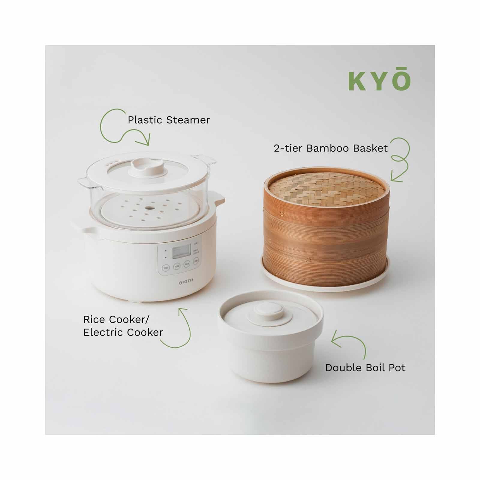 KITH Kyo 3l Electric Cooker With Bamboo Steamer MEC-3L-OW - Image 3