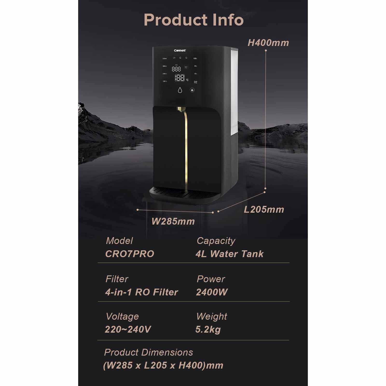 CORNELL Water Purifier Ro 7 Pro (4.0l) - Black CRO7PRO - Image 5