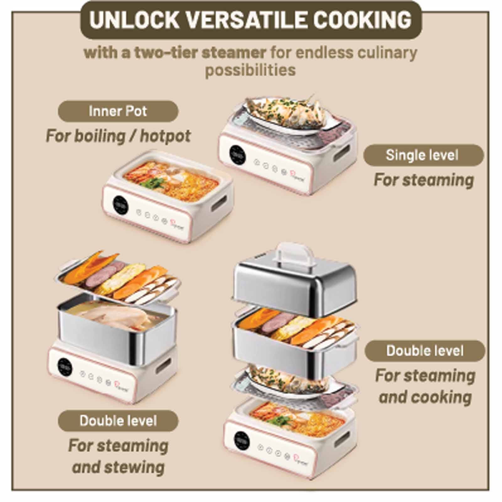 LA GOURMET 2 Tier Multi Food Steamer LGELMS417299 - Image 3