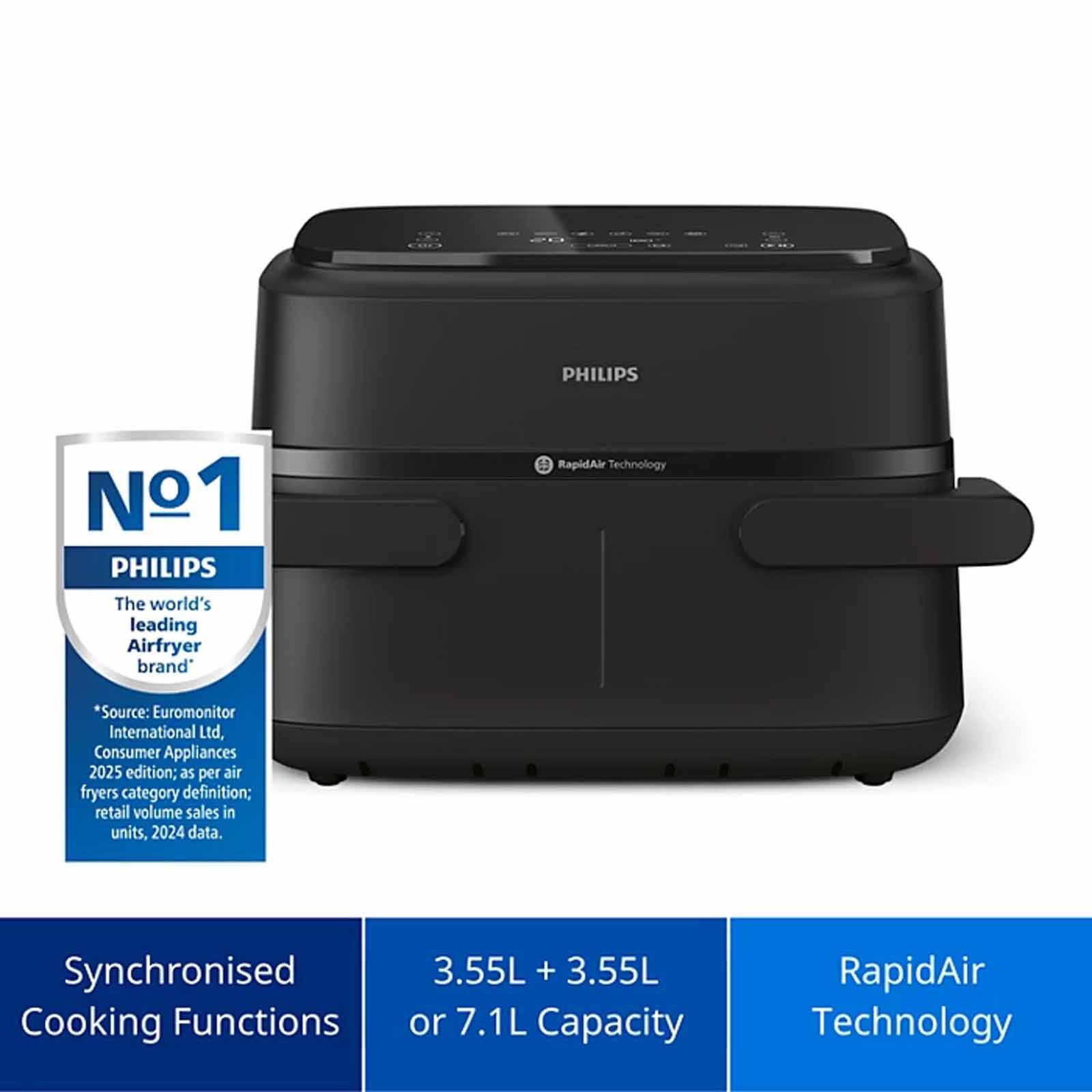 PHILIPS Series 1000 Airfryer Dual Basket (7.1l) NA150/09 - Image 7