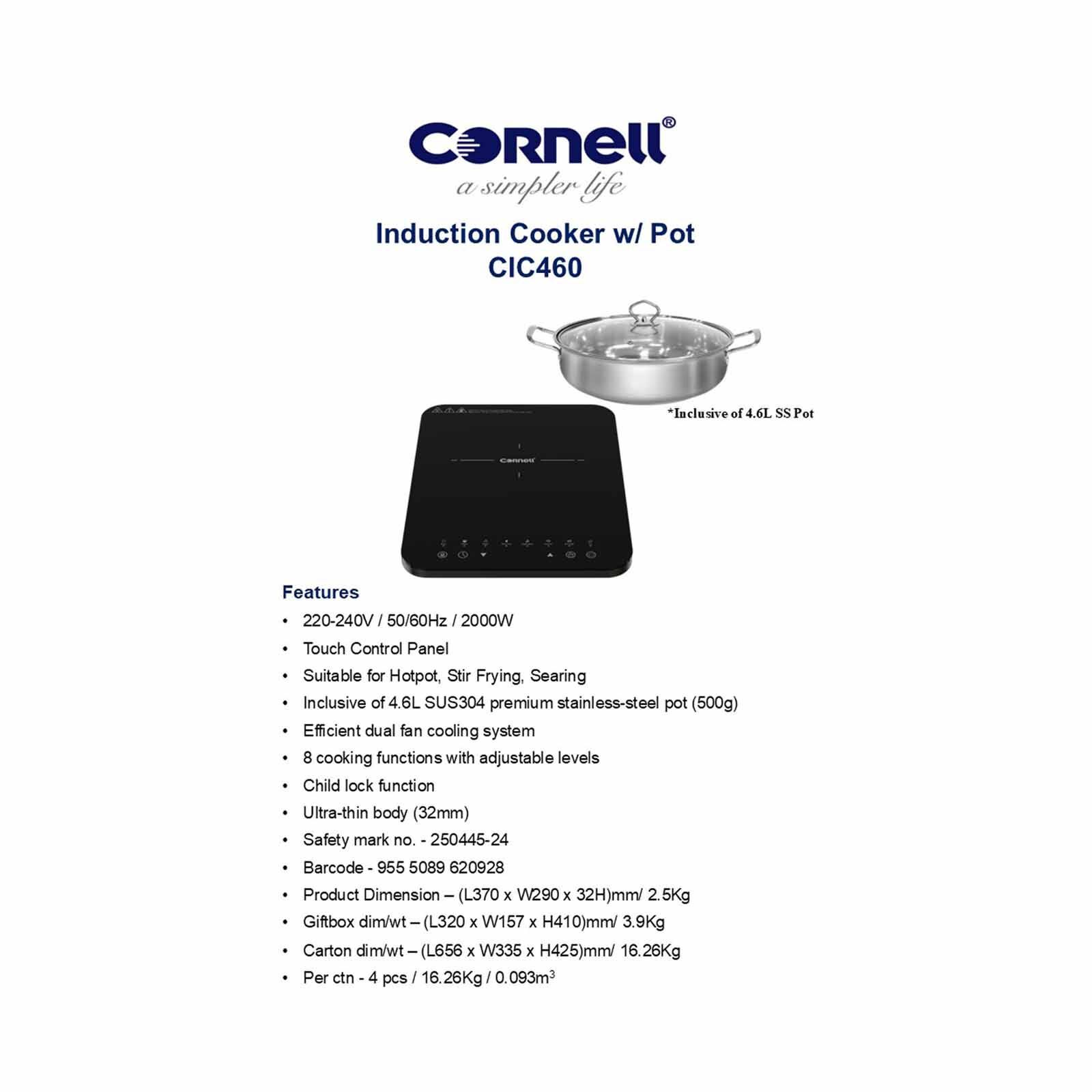 CORNELL Induction Cooker With Pot (4.6l) CIC460 - Image 5