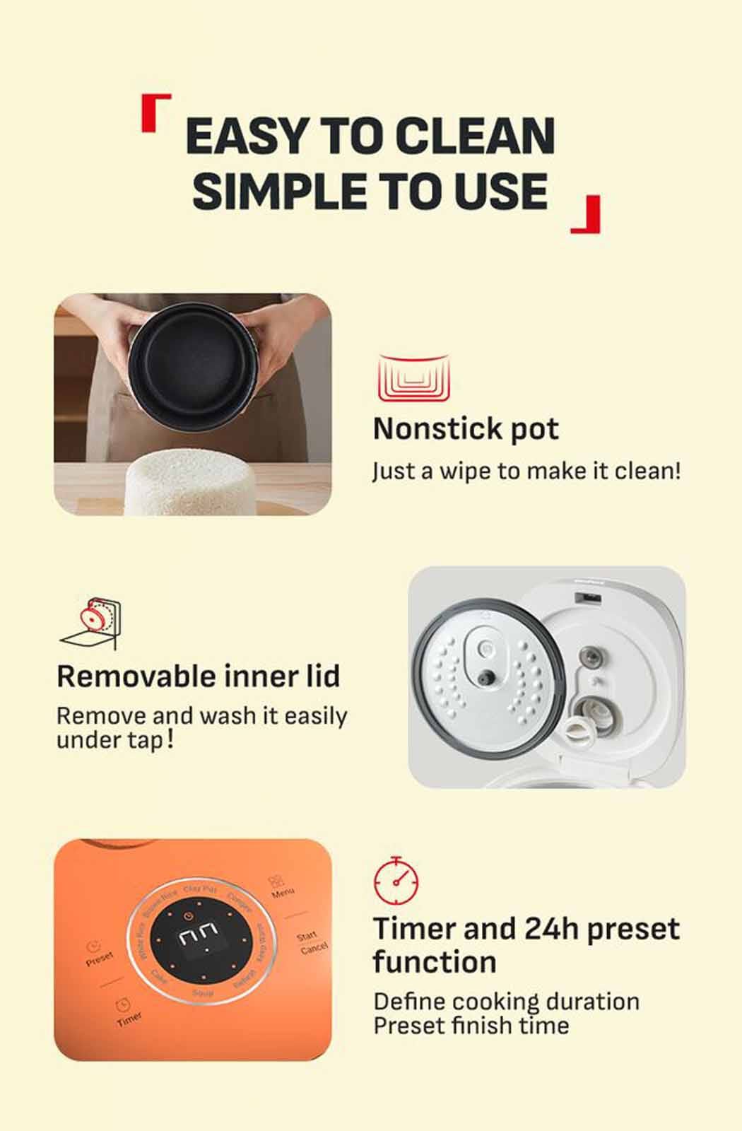 TEFAL Pop Fuzzy Logic Rice Cooker (0.7l) - Rise RK535A - Image 4