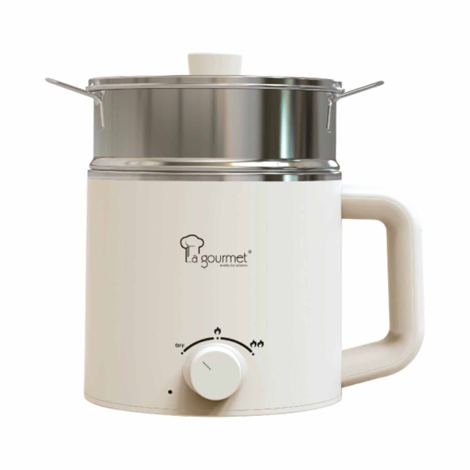 LA GOURMET Ray Of Hope 1.6l Multi Cooker With Stainless Steel Steamer - White LGELROH432698