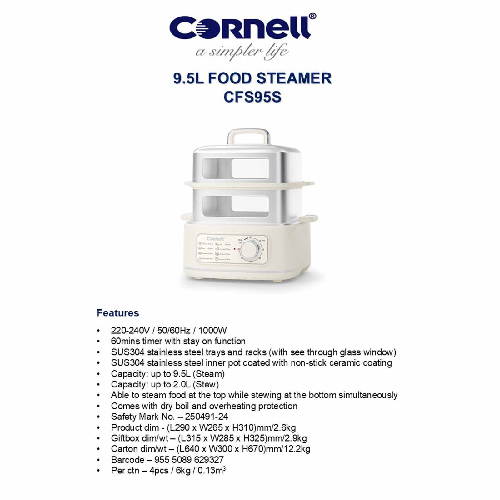 CORNELL Food Steamer (9.5l) CFS95S - Image 5
