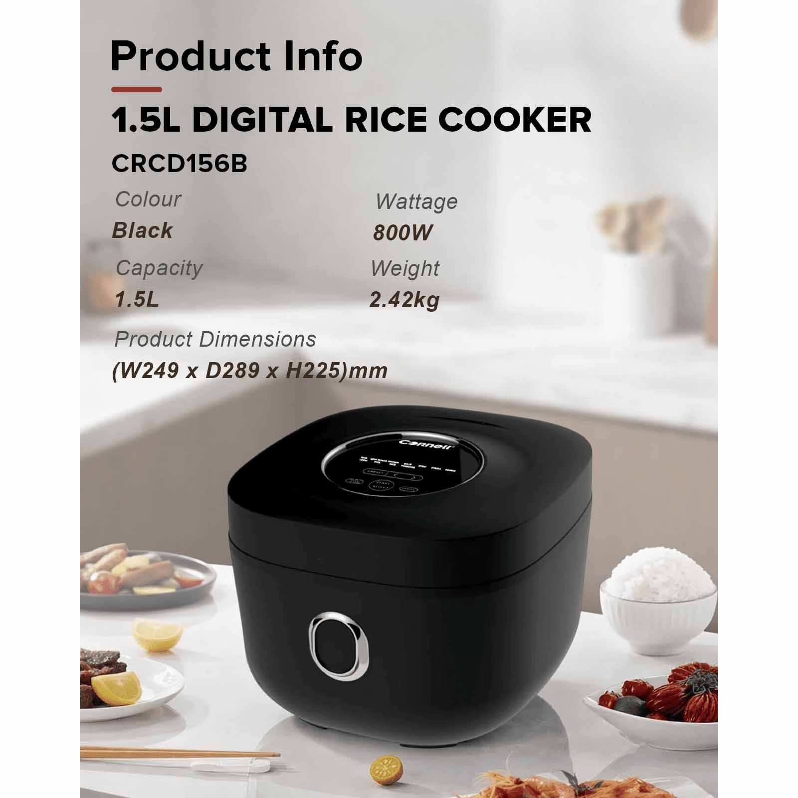 CORNELL Digital Rice Cooker With Low Sugar Basket (1.5l) CRCD156B - Image 12