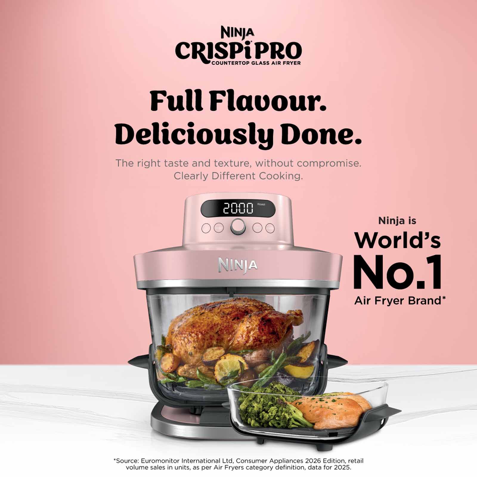 NINJA Crispi Pro Countertop Glass Air Fryer - Bone White AS101SMWH - Image 3